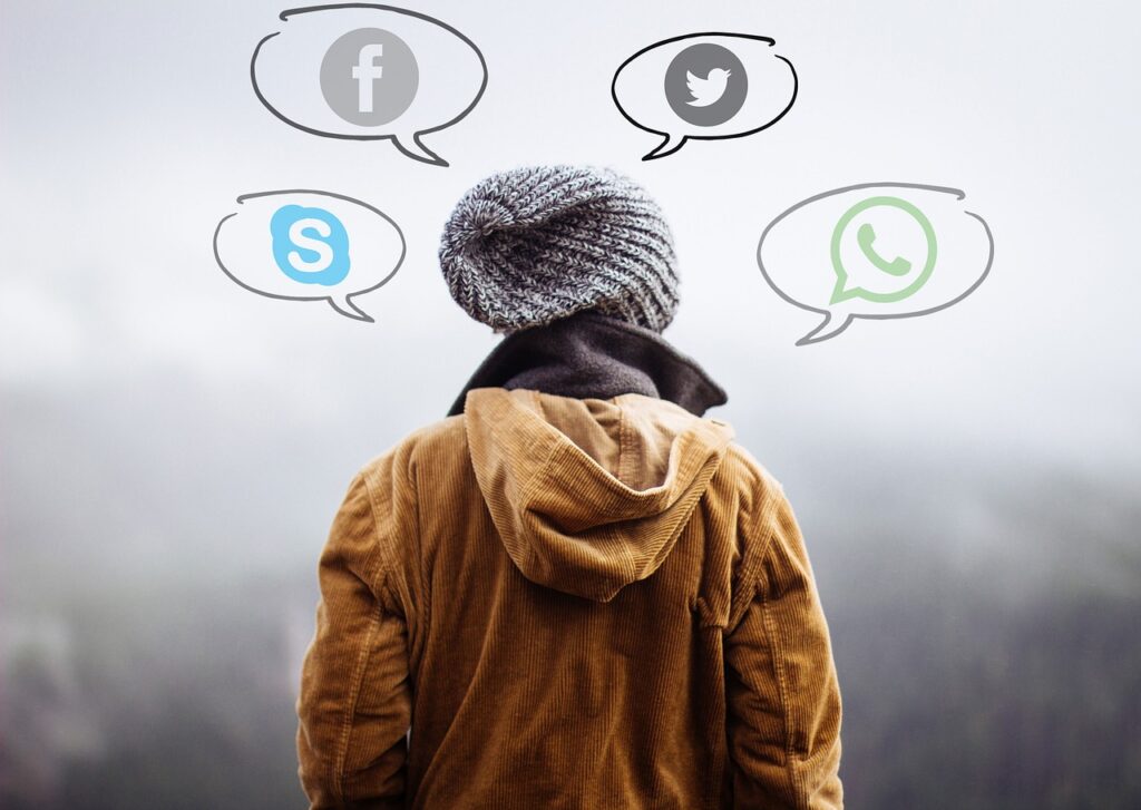 A person thinking about social media networks