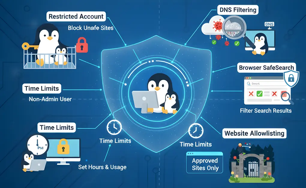 5 Methods to Set Up Safe Browsing for Kids on Linux